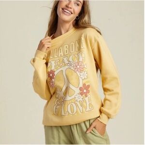 Billabong Sweatshirt Peace and Love Crewneck Size S